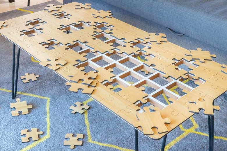 Unnecessary Invention Design: Jigsaw Puzzle Coffee Table