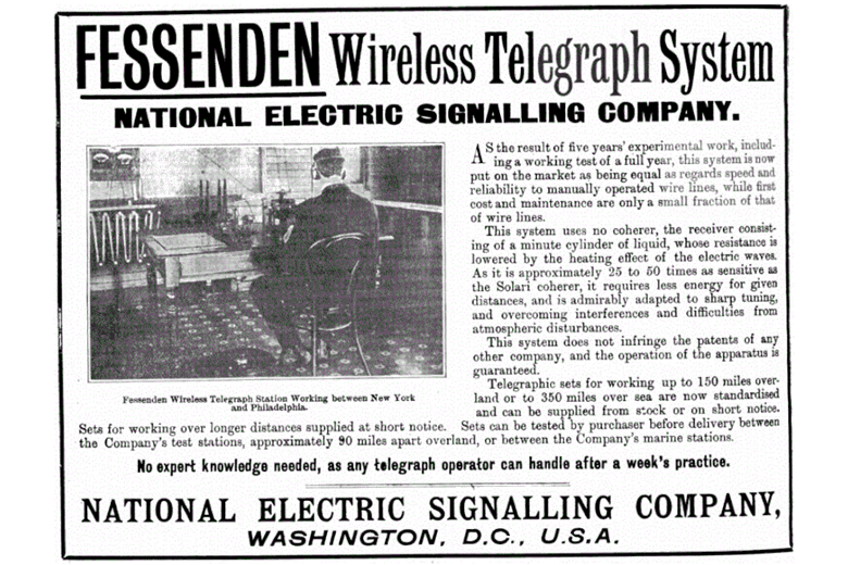 Newspaper reporting Fessenden's invention.