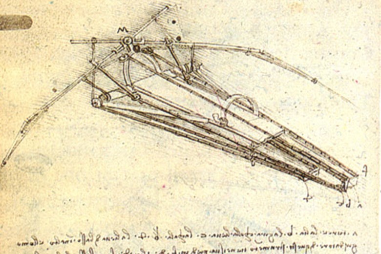 Da Vinci's sketch of a flying machine.
